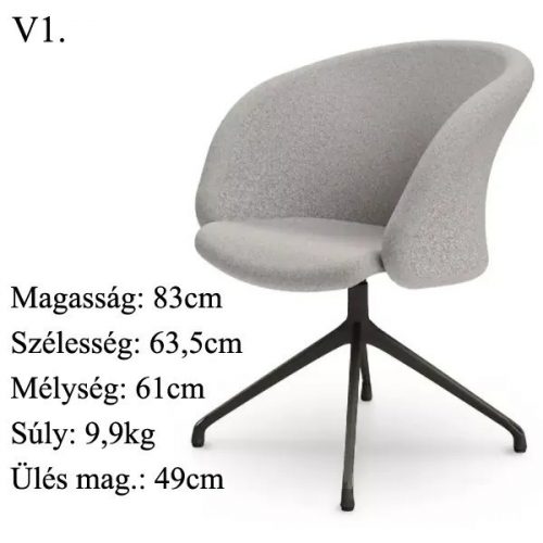 Junea chair, L: 83cm, Width: 63,5cm, H: 83cm, Weight: 9,9kg. Sitting area: 49cm, 9,9kg (10/3)