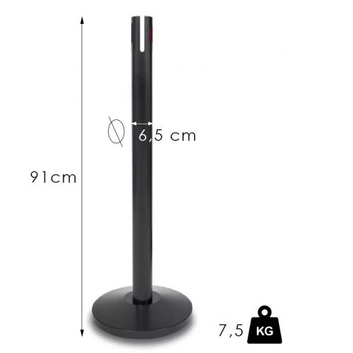 A standard black rope stanchion, 2.4 meters tall.